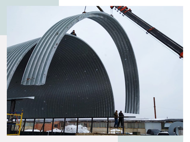 Полукруглые ангары в Реутове